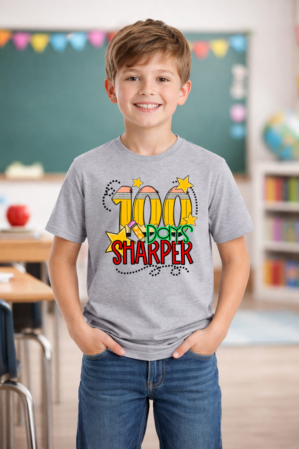 100 Days Sharper DTF transfer design