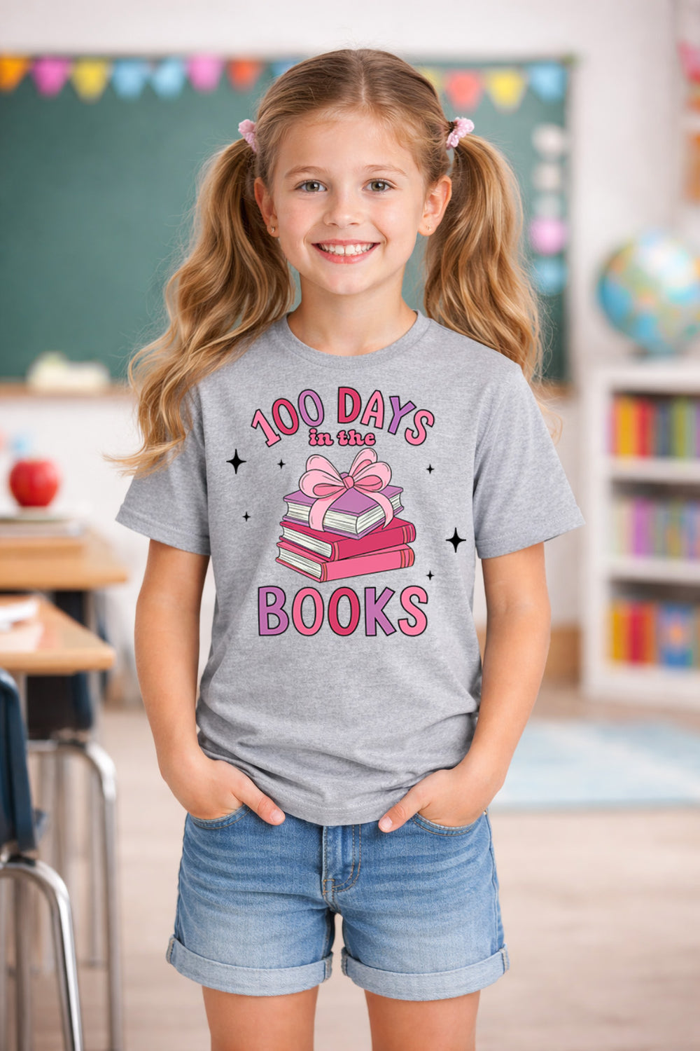 100 Days Books DTF transfer design