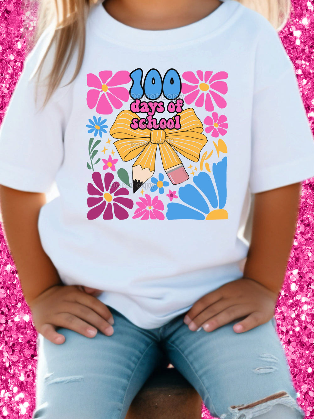 100 Days of School Floral DTF transfer design