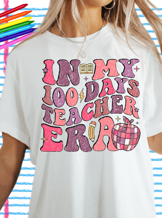 100 Days Teacher DTF transfer design