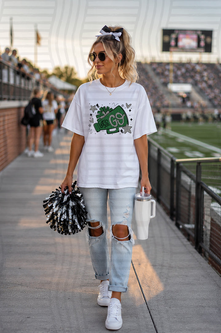 Lets Go Cheer DTF transfer in hunter green