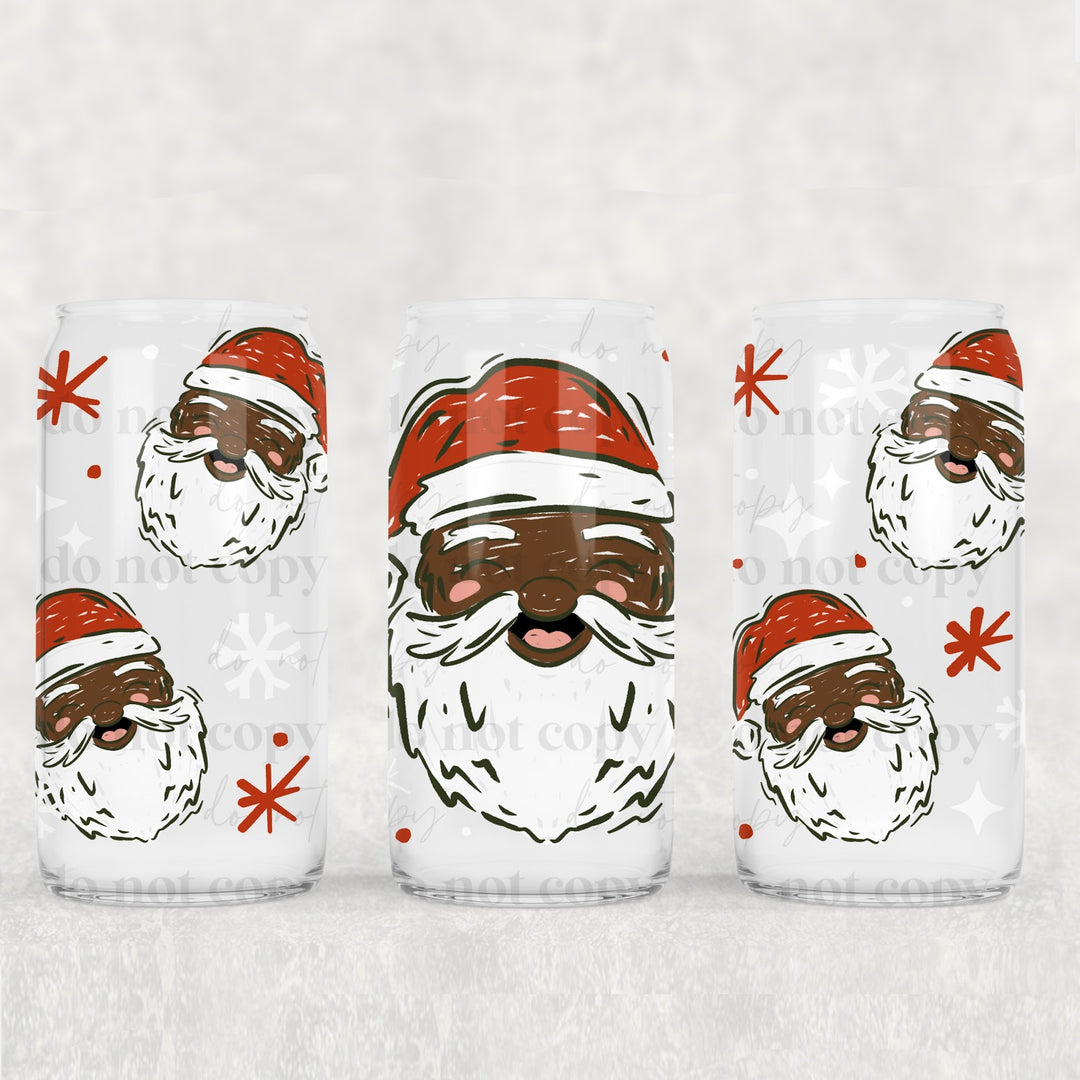 Santa Dark Skin Tone UV DTF cup wrap 16oz mockup