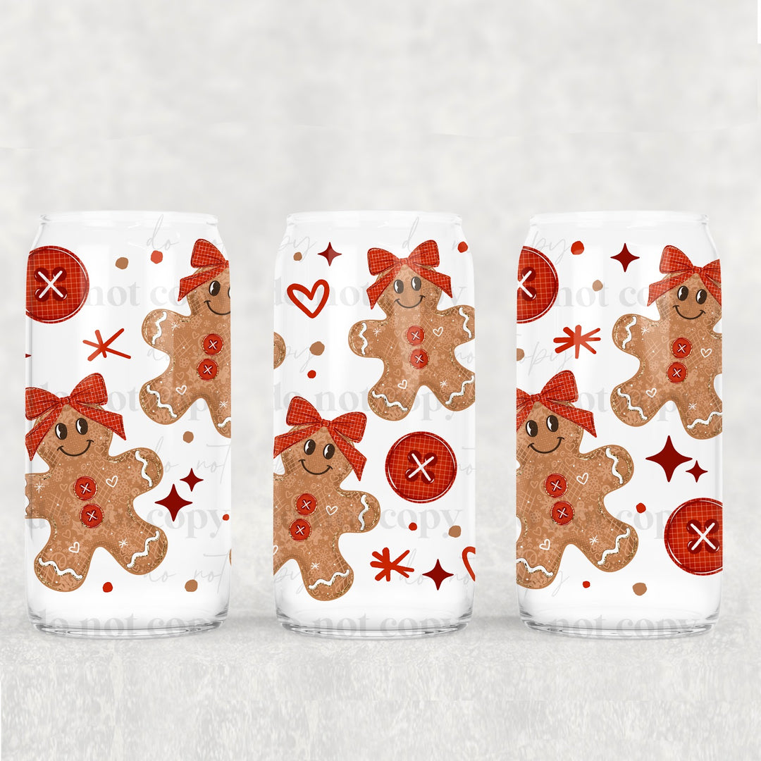 Gingerbread Button UV DTF cup wrap 16oz mockup