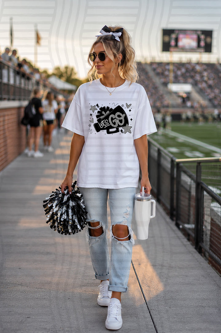 Lets Go Cheer DTF transfer in black
