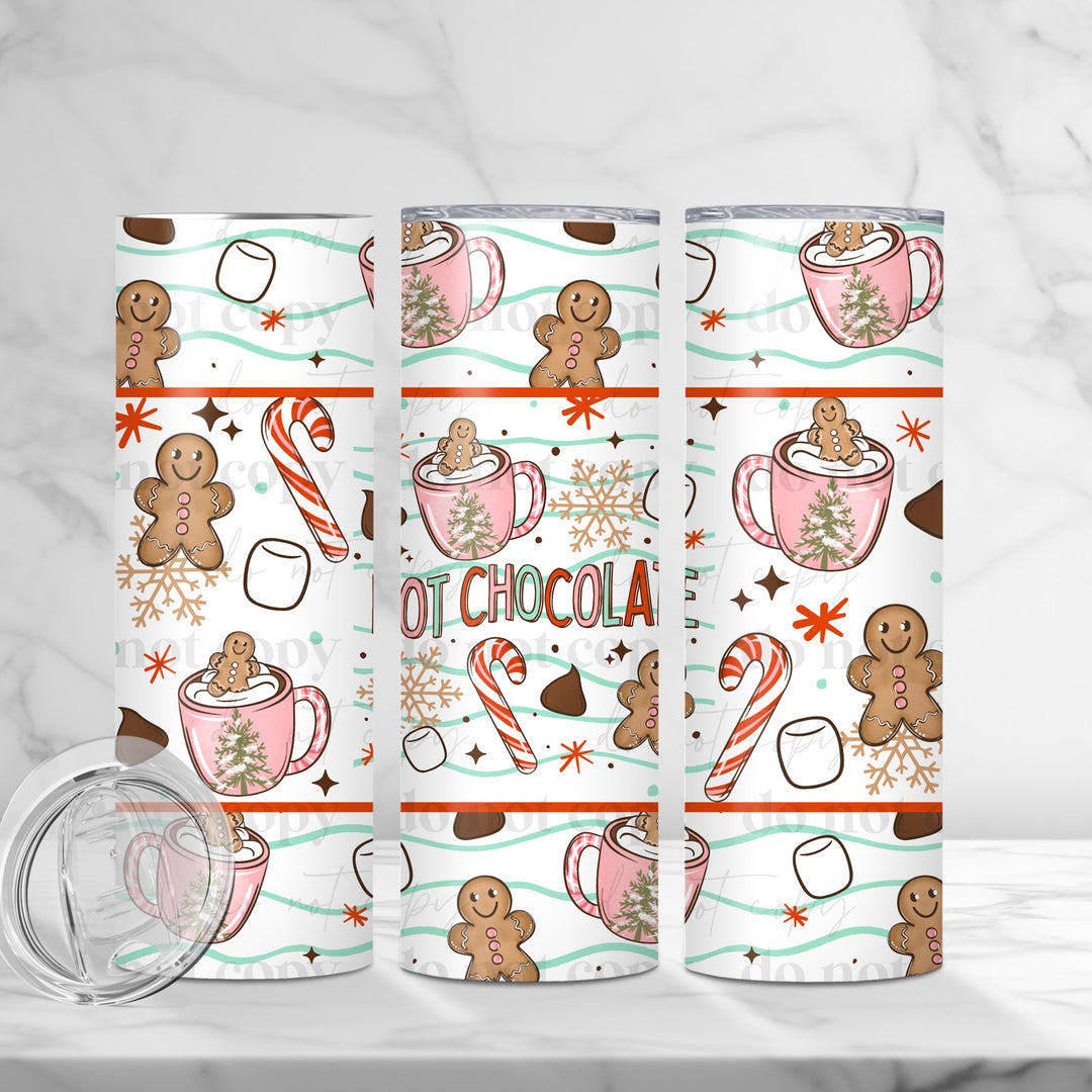 Hot Cocoa Wavy Lines UV DTF cup wrap 20oz mockup