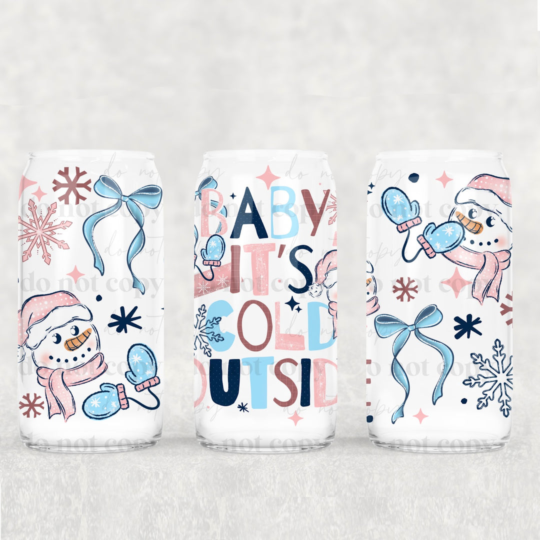 Baby It's Cold Outside UV DTF cup wrap 16oz mockup