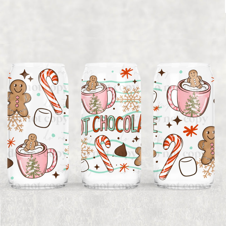 Hot Cocoa Wavy Lines UV DTF cup wrap 16oz mockup