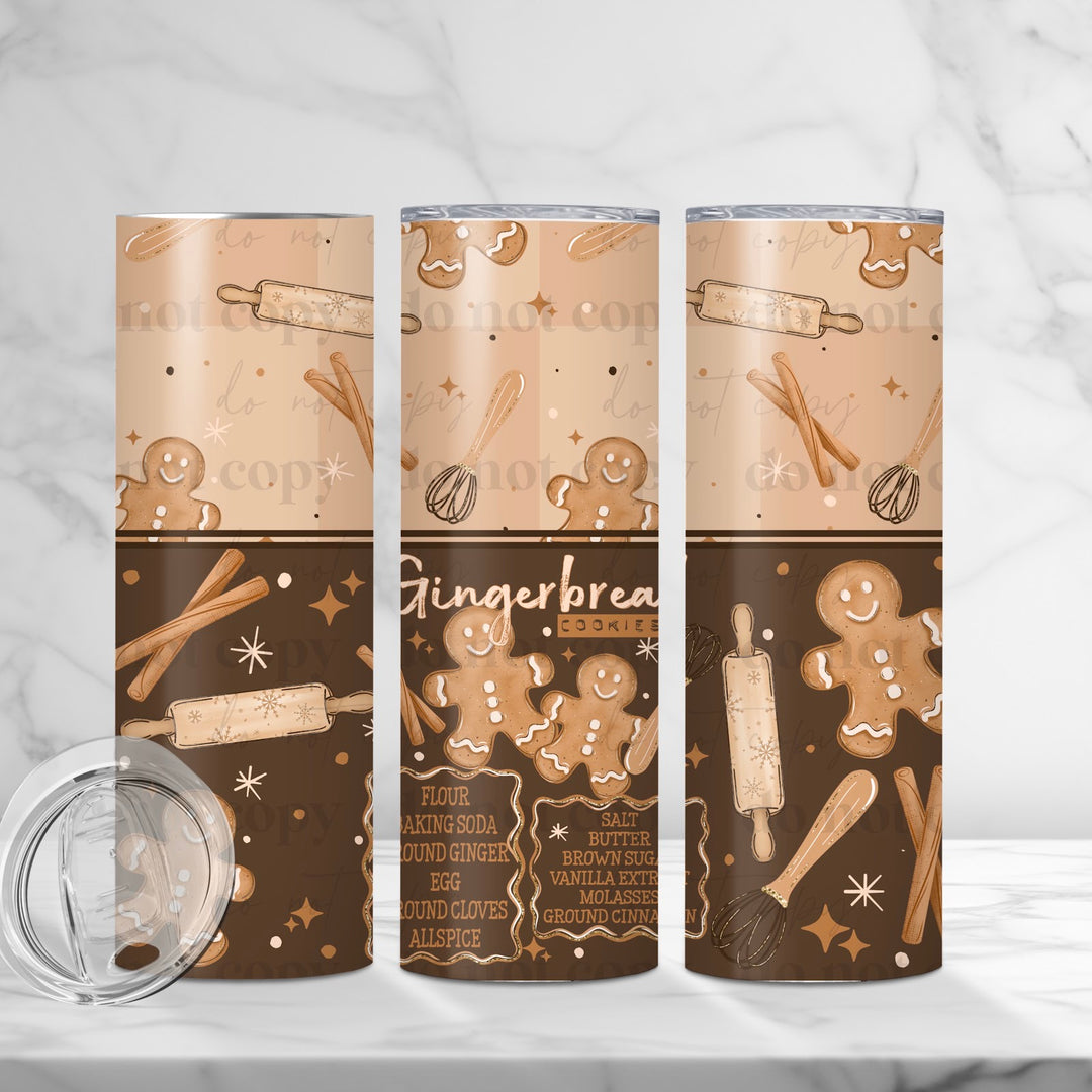 Gingerbread Recipe UV DTF cup wrap 20oz mockup