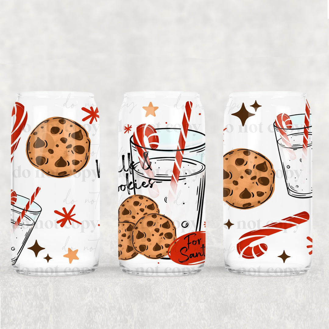 Milk & Cookies for Santa UV DTF cup wrap 16oz mockup