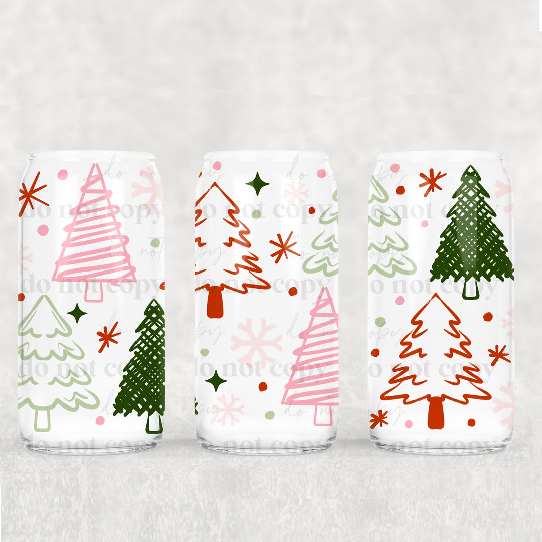 Trees UV DTF cup wrap 16oz mockup
