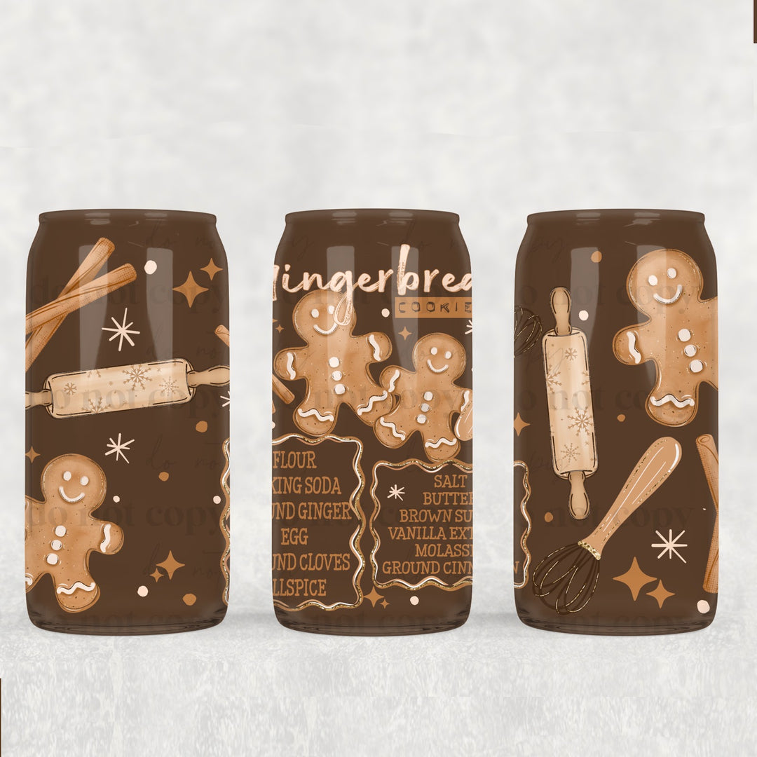 Gingerbread Recipe UV DTF cup wrap 16oz mockup