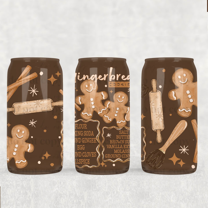 Gingerbread Recipe UV DTF cup wrap 16oz mockup