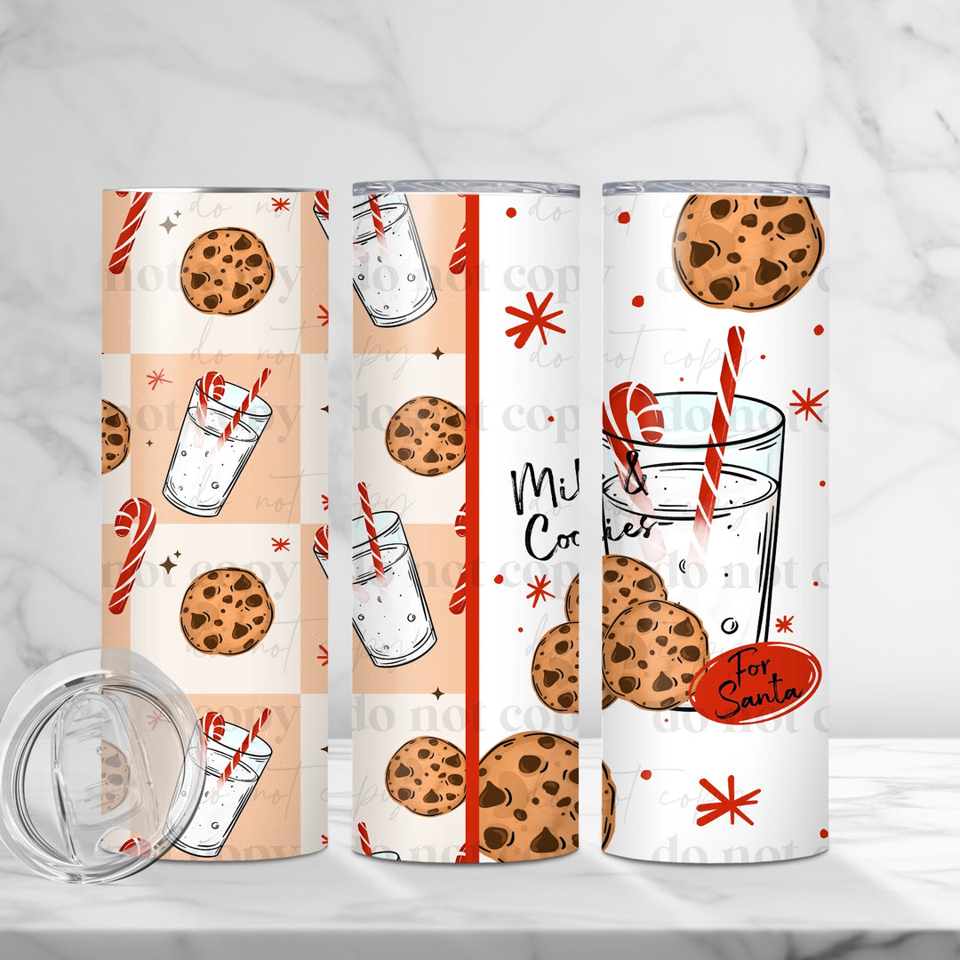 Milk & Cookies for Santa UV DTF cup wrap 20oz mockup