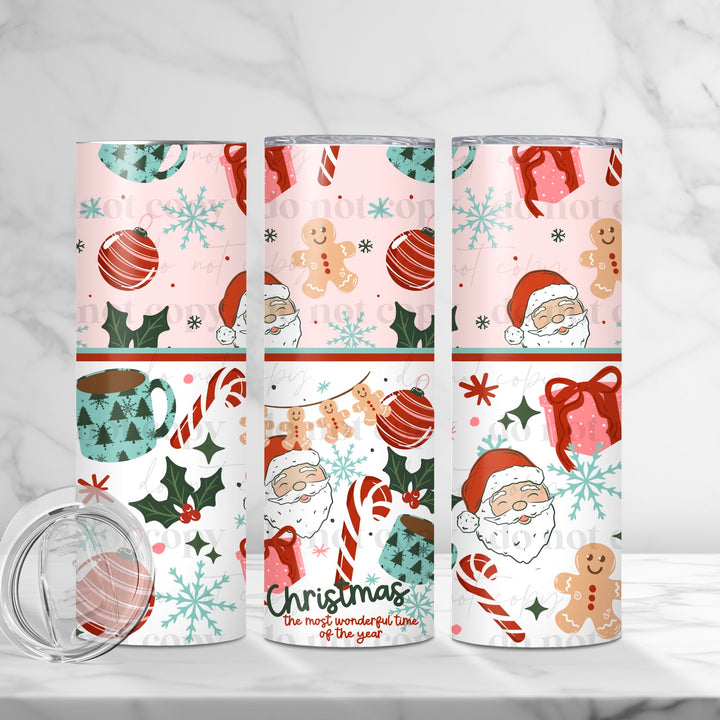 Christmas Things Light Skin Tone UV DTF cup wrap 20oz mockup