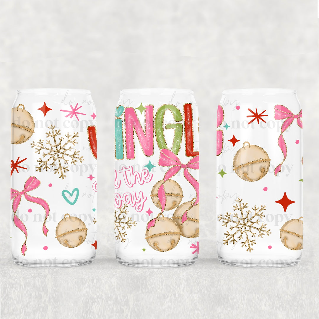 Jingle All The Way UV DTF cup wrap 16oz mockup