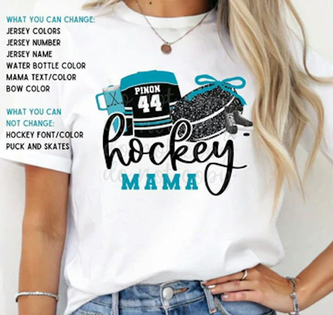 Hockey Mama Jersey Bow customizable DTF transfer mockup