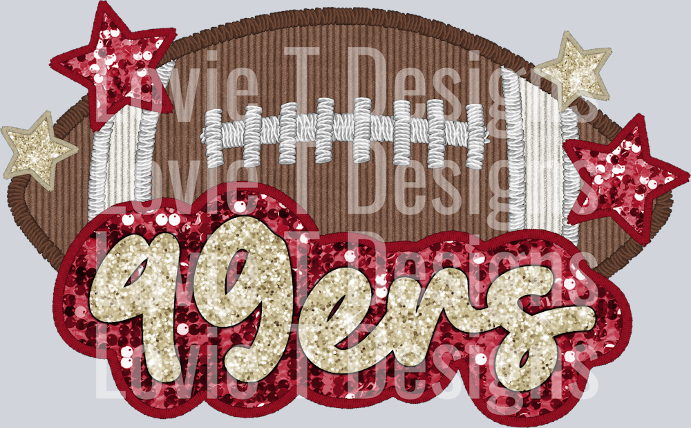 49ers Football Faux Applique