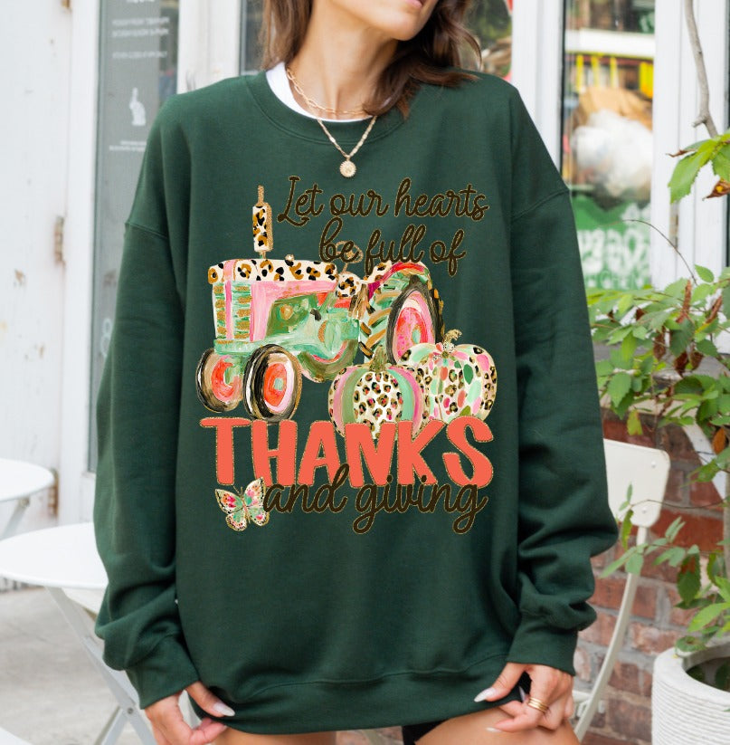 Let Our Hearts Be Full of Thanks and Giving DTF transfer design – image 1