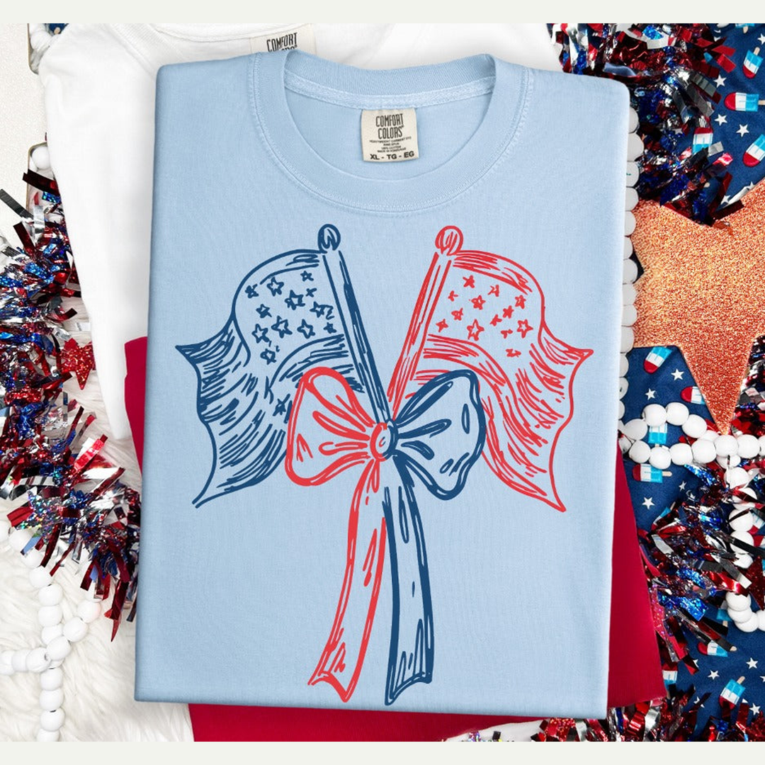 Sketchy Flags and Bow – DTF Transfer
