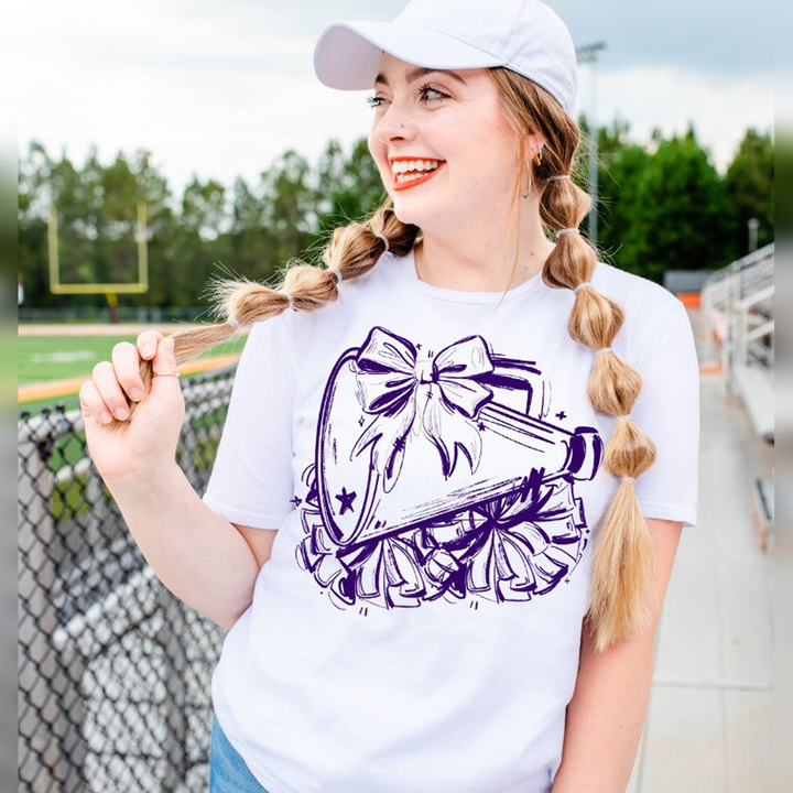 Sketchy Cheer Megaphone and Bow – DTF Transfer