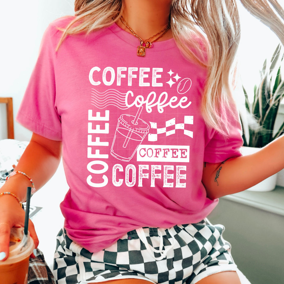 Coffee Collage Single Color White coffee DTF transfer design