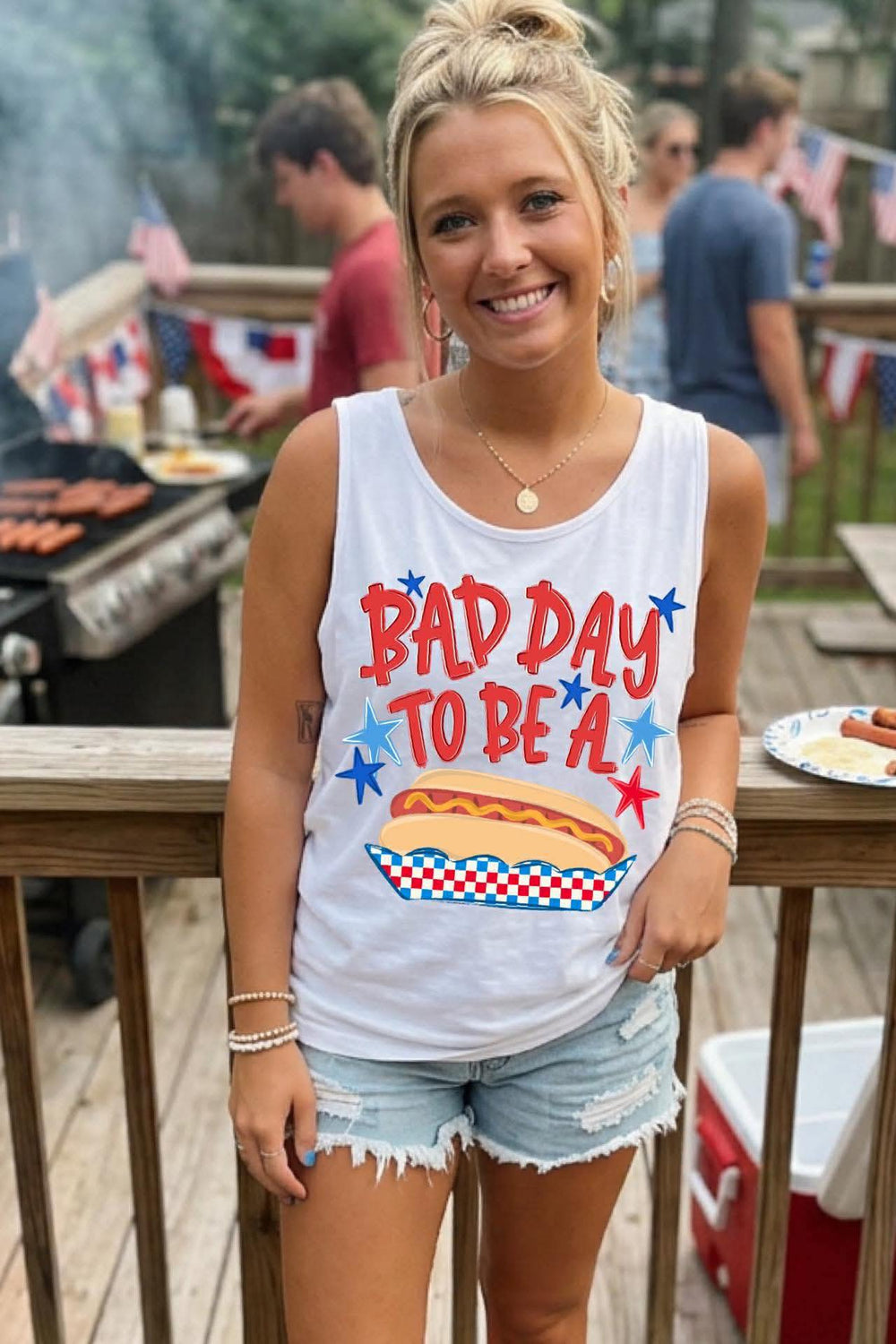 Bad Day to Be a Hot Dog Americana DTF transfer design