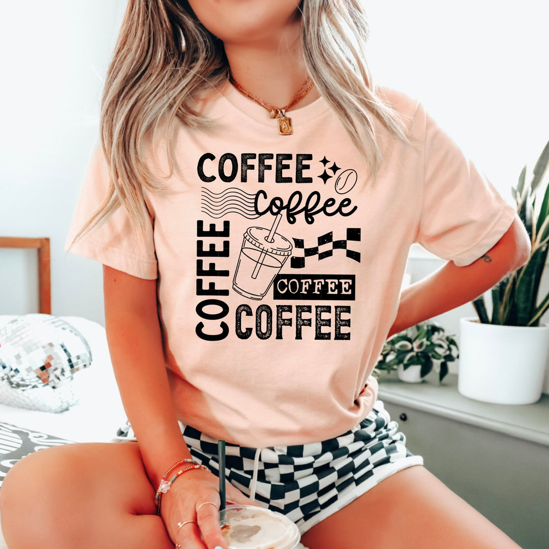 Coffee Collage Single Color Black coffee DTF transfer design