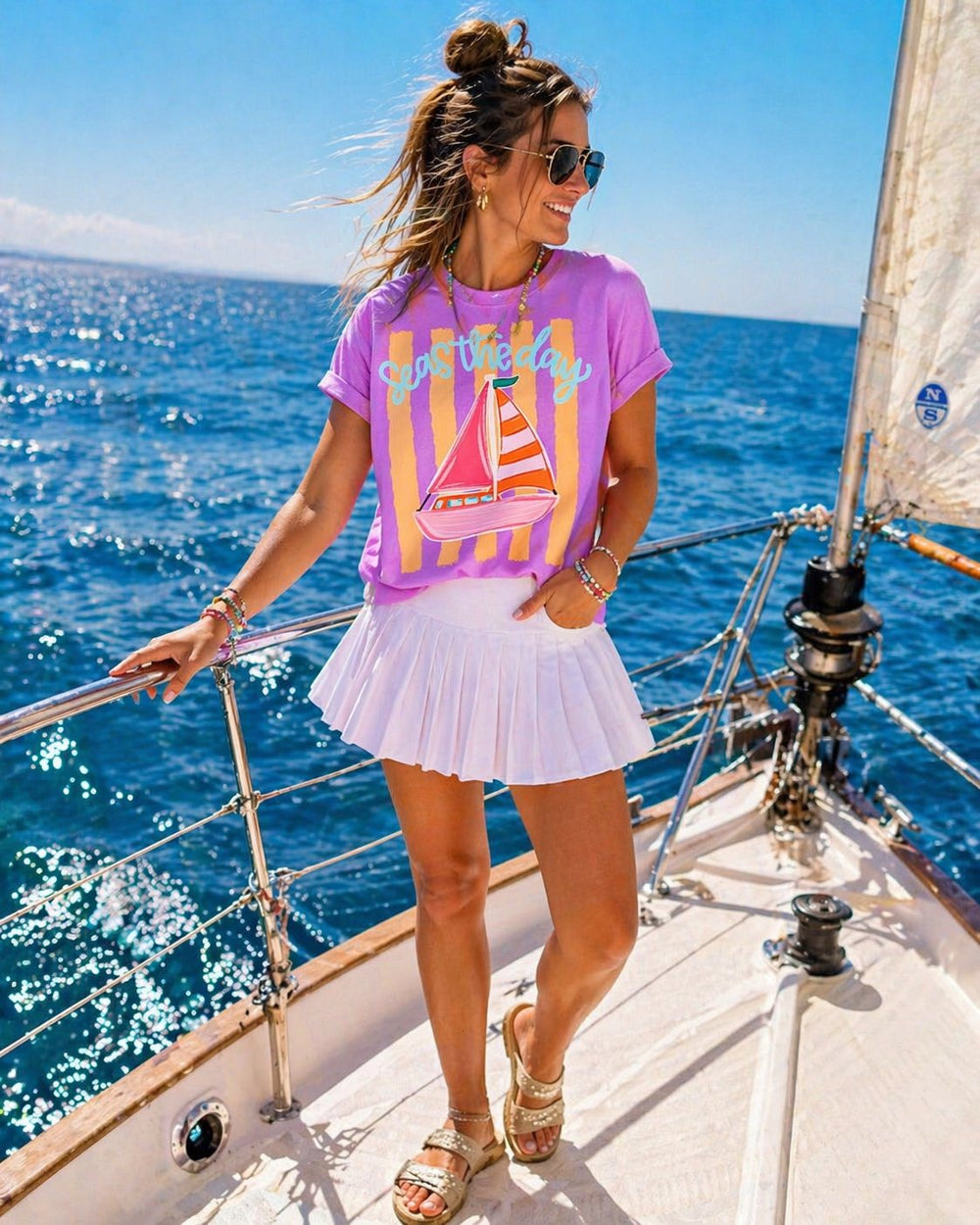 Seas the Day summer DTF transfer design
