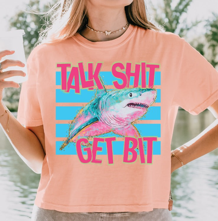 Talk Get Bit humor DTF transfer design