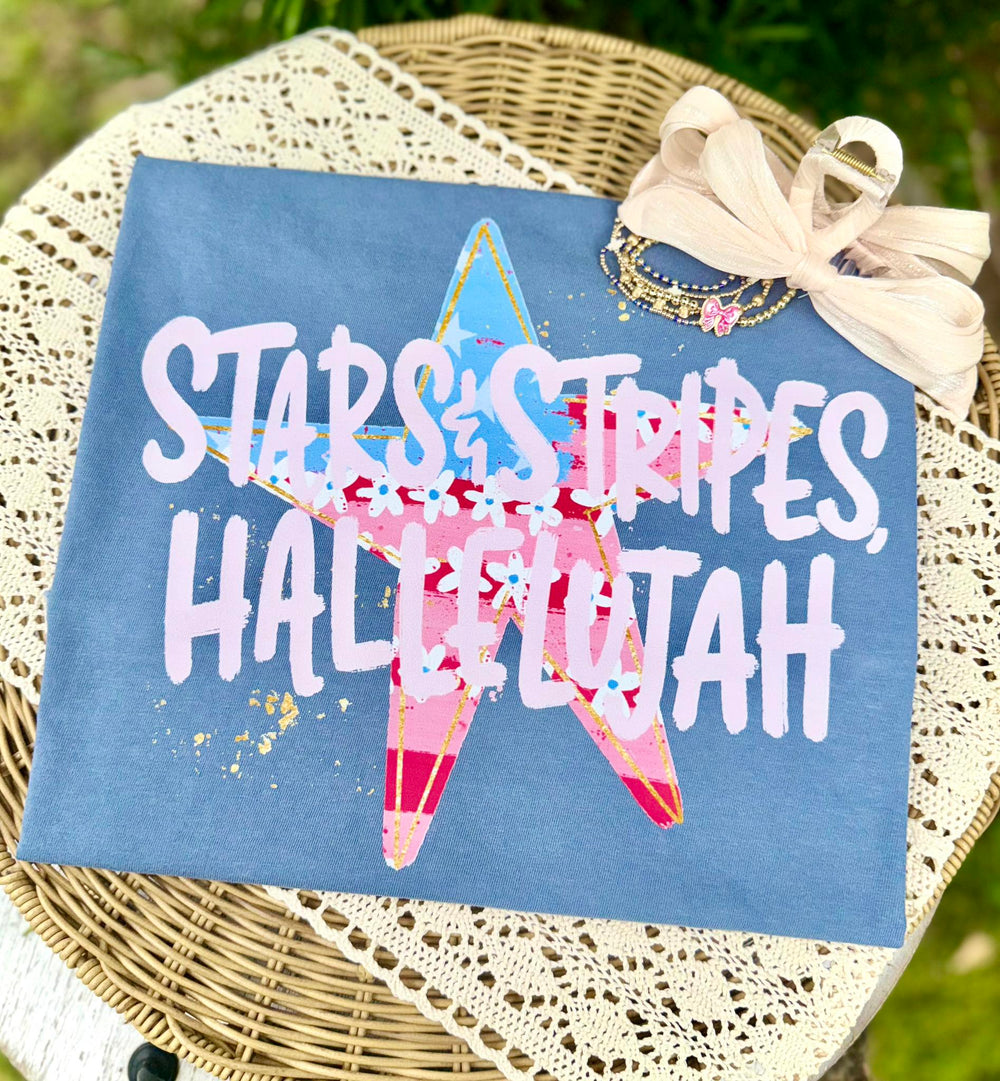 STARS & STRIPES HALLELUJAH Americana DTF transfer design