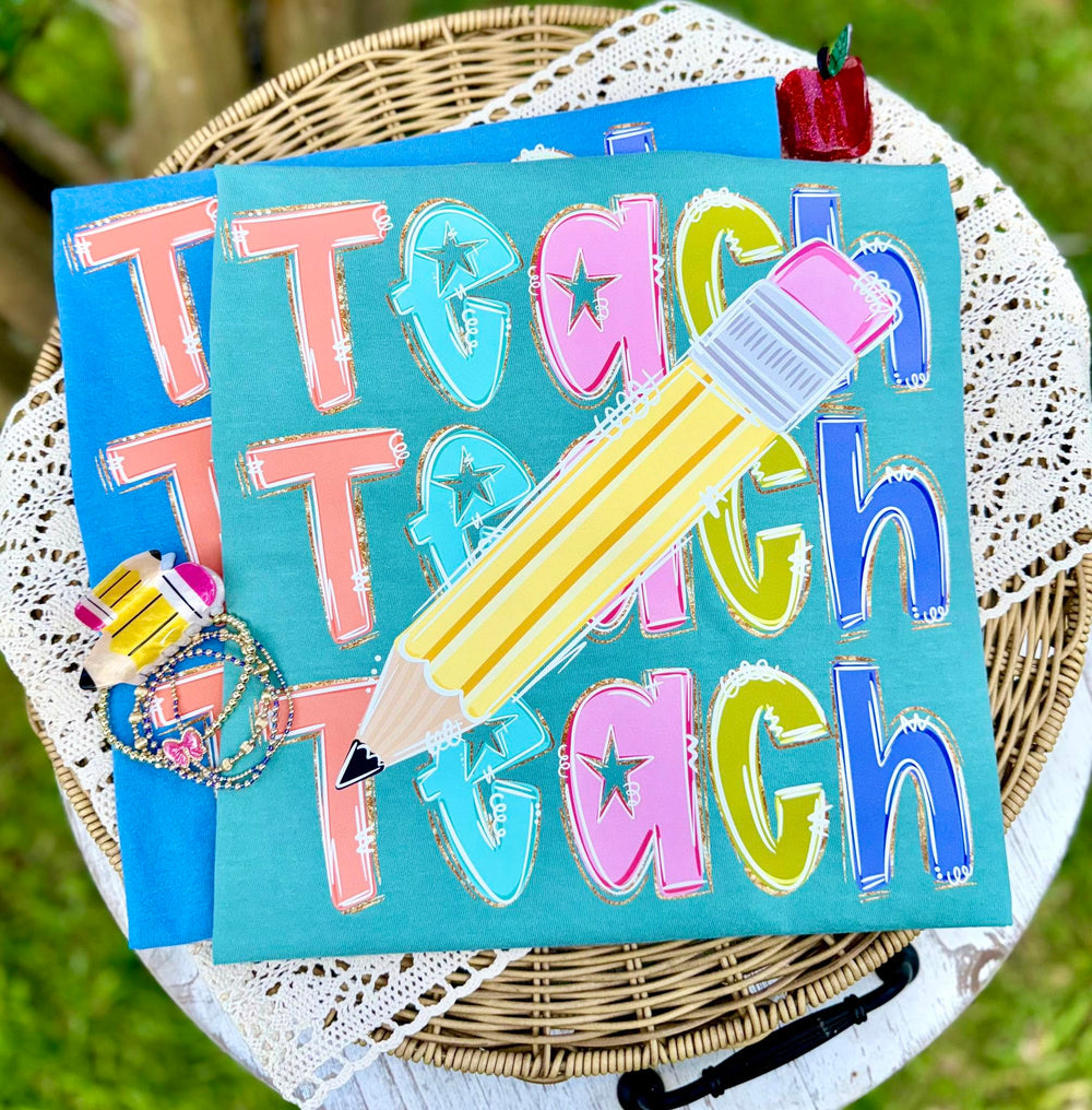 Teach Glitter back to school DTF transfer design