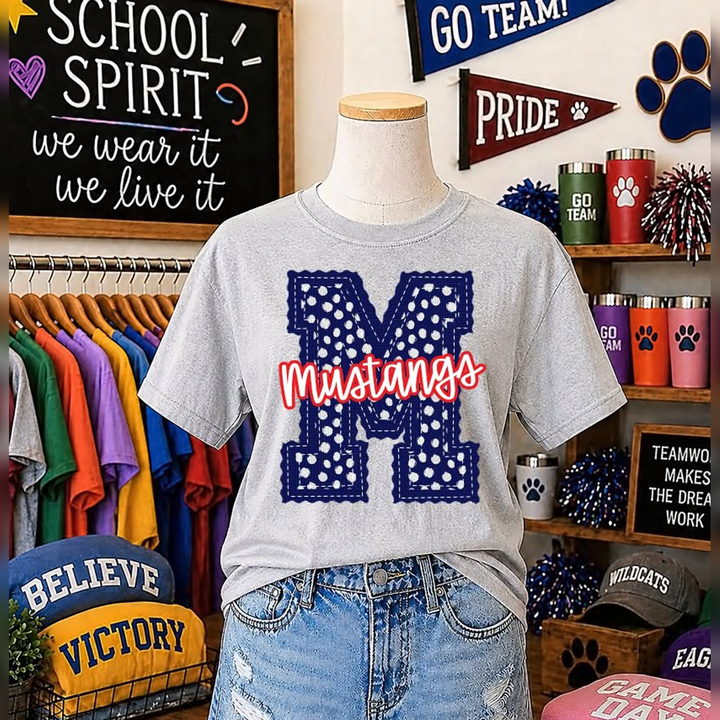 Letterman Stitch Dots Initial - Customizable – DTF Transfer – product image