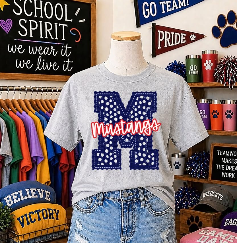 Letterman Stitch Dots Initial custom DTF transfer design