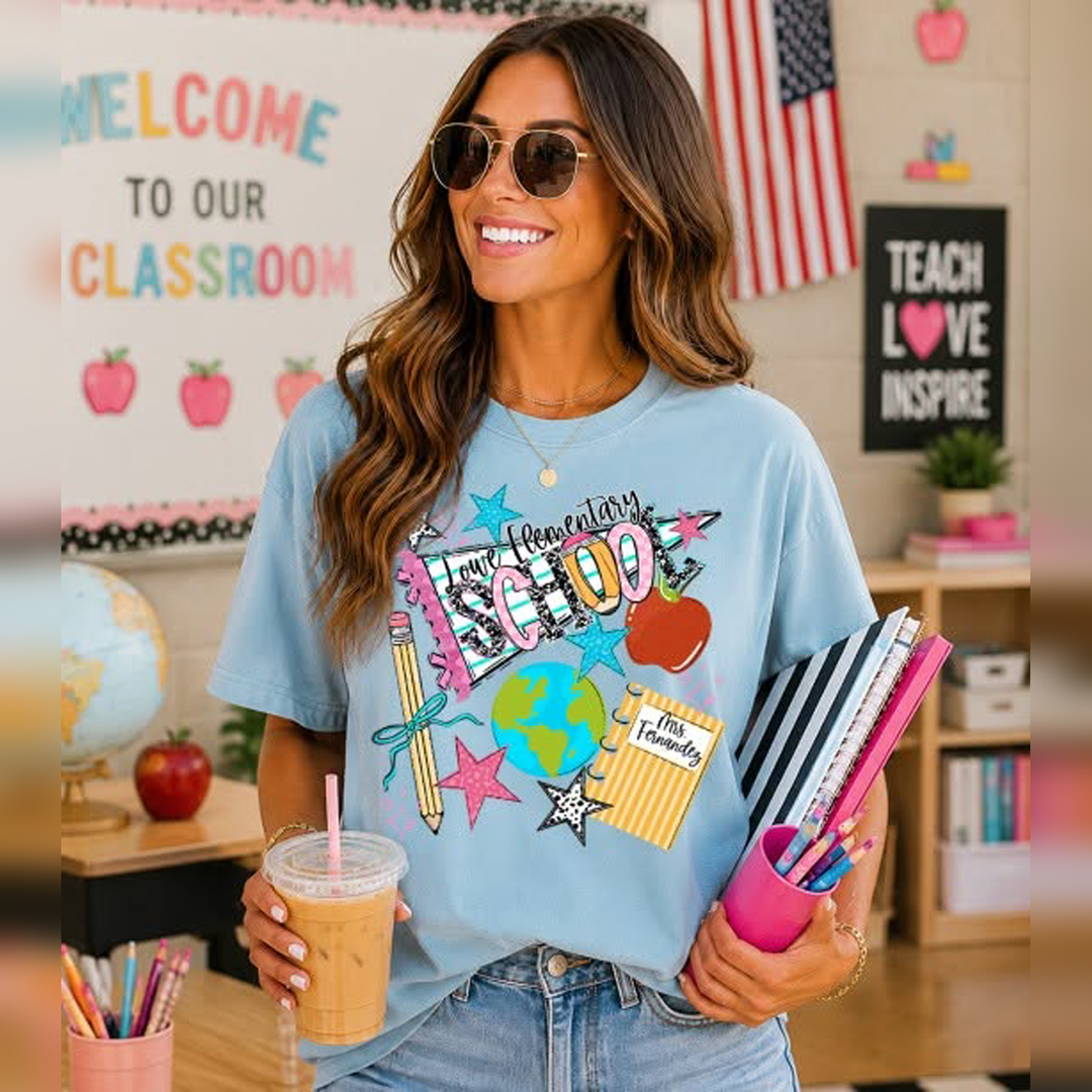 Back to School Pennant - School Name + Teacher Name – DTF Transfer – product image