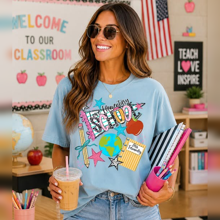 Back to School Pennant - School Name + Teacher Name – DTF Transfer – product image