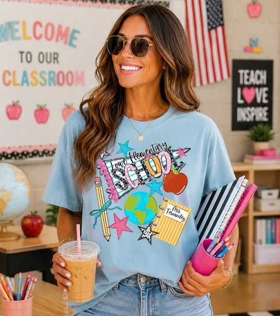 Back to School Pennant custom DTF transfer design