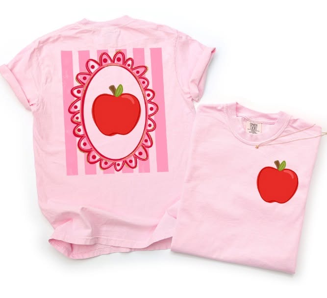 Stripe Apple No Bow back to school DTF transfer design