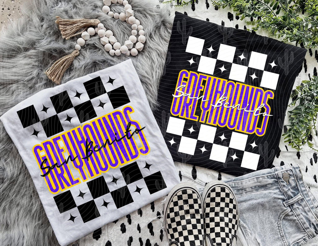 MASCOT WITH CHECKERED & STARS WHITE - CUSTOMIZABLE