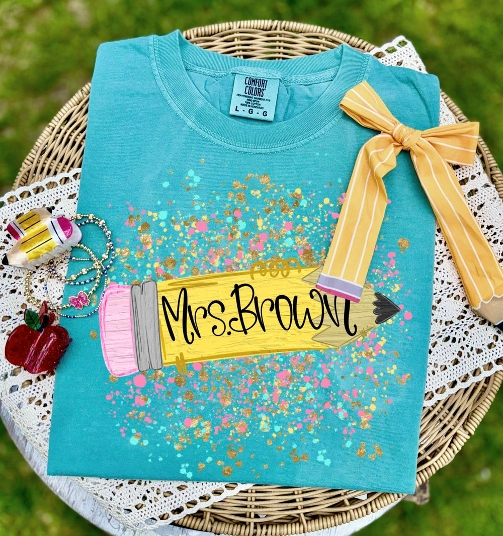 Pencil Splatter back to school DTF transfer design