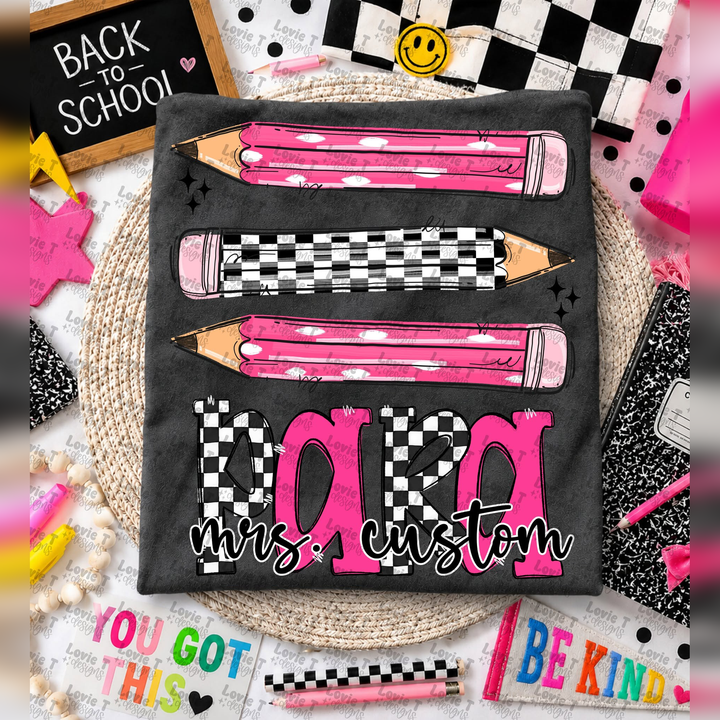 Pink and Checkers - Customizable – DTF Transfer