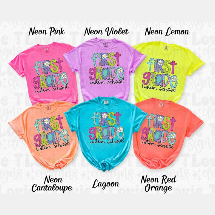 Neon Floral Doodle - Customizable – DTF Transfer