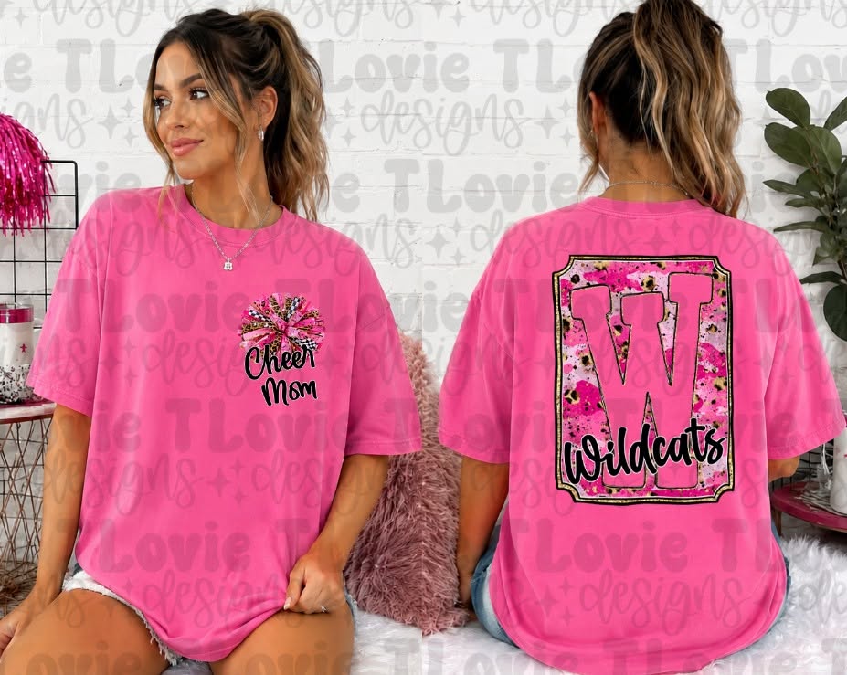 Pink Leopard Initial + Sport Pocket custom DTF transfer design