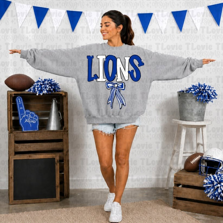 SPIRIT STACK BOW + TEAM NAME + CUSTOMIZABLE - COMPLETED CREWNECK - OVERSIZED FRONT PRINT