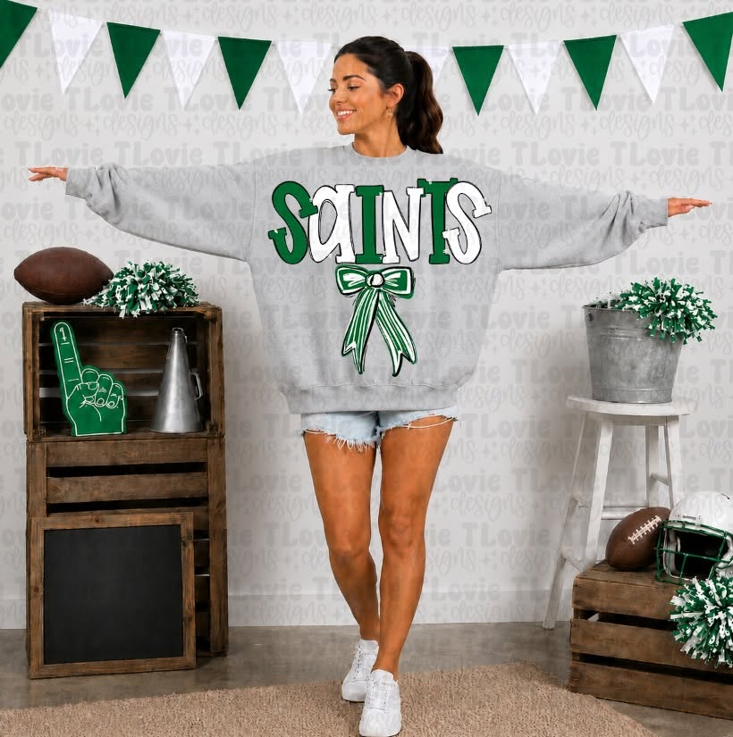 SPIRIT STACK BOW + TEAM NAME + CUSTOMIZABLE - COMPLETED CREWNECK - OVERSIZED FRONT PRINT