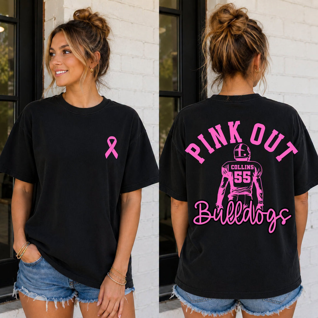 Customizable Pink Out football player front and back design