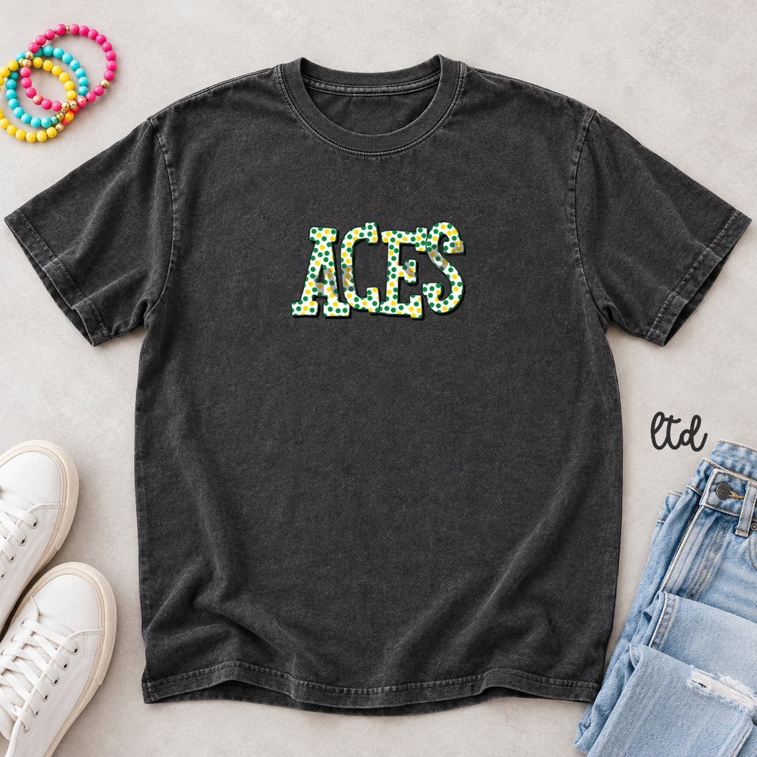 Aces Green Yellow Polka Dot Mascots DTF transfer mockup
