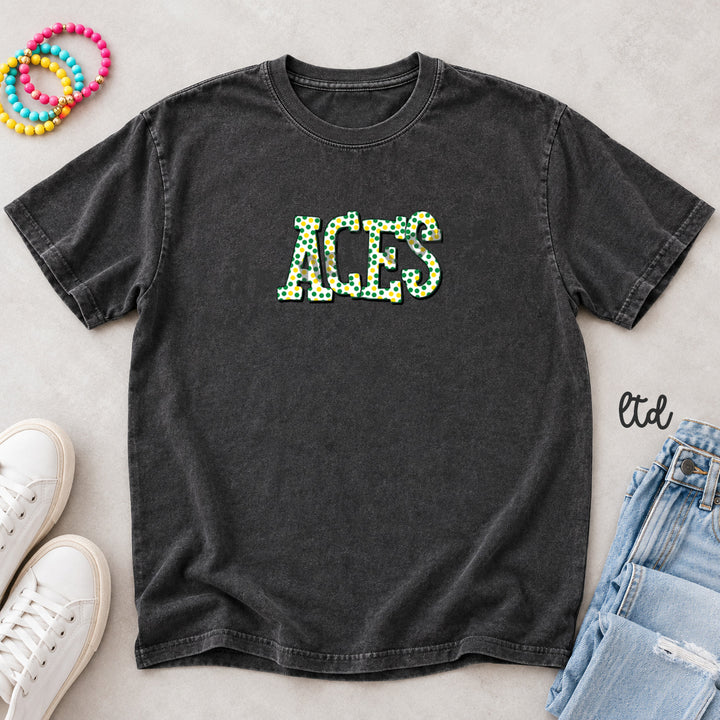 Aces Green Yellow Polka Dot Mascots DTF transfer mockup
