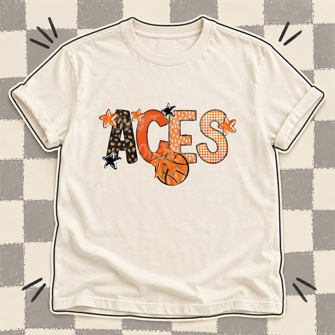 Aces Mixed Doodle Basketball Mascots – Leopard Court DTF transfer mockup