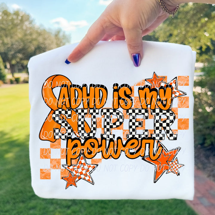 ADHD Is My Superpower awareness DTF transfer mockup