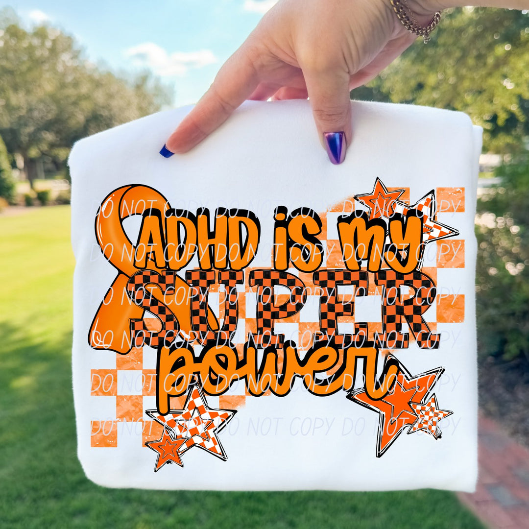ADHD Is My Superpower awareness DTF transfer mockup